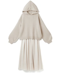 GRL | フード付ニットトップスXギャザーフレアスカートセットアップ(ニット/セーター)