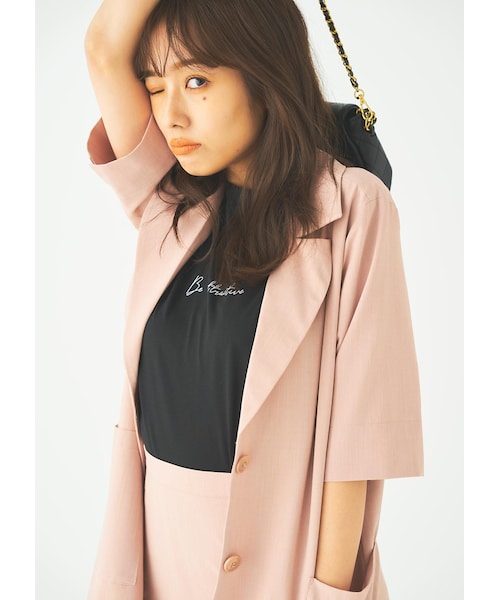 N WITH.（エヌウィズ）の「[ 2点セット ]ハーフスリーブジャケットセットアップ4月中旬（テーラードジャケット・レディース・ブルー系/オレンジ系/ピンク/ライトブルー・S/M）」の5枚目の写真