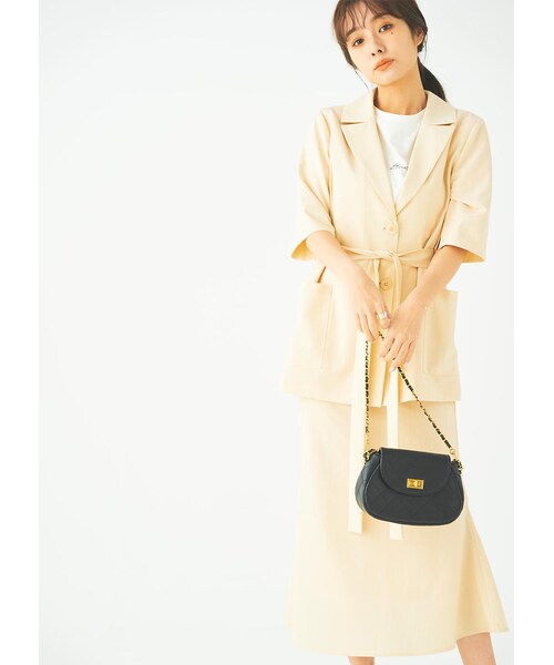 N WITH.（エヌウィズ）の「[ 2点セット ]ハーフスリーブジャケットセットアップ4月中旬（テーラードジャケット・レディース・ブルー系/オレンジ系/ピンク/ライトブルー・S/M）」の3枚目の写真