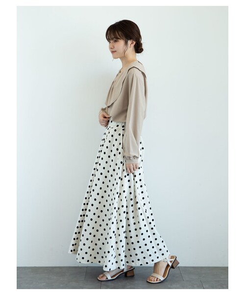 Green　Parks（グリーンパークス）の「・furry rate ドットタックスカート（スカート・ブラック/ナチュラル/モカ・F）」の7枚目の写真