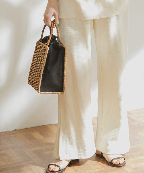 FORK&SPOON（フォークアンドスプーン）の「FORK&SPOON ストライプサーマルカットパンツ（その他・レディース・OFF/BLACK/S.BLUE・one）」の5枚目の写真