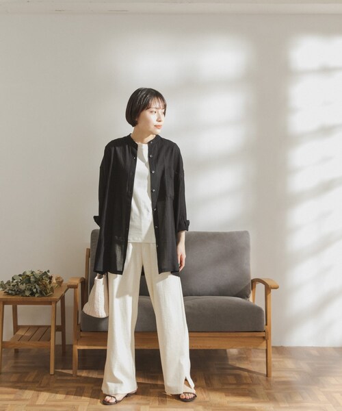 FORK&SPOON（フォークアンドスプーン）の「FORK&SPOON ストライプサーマルカットパンツ（その他・レディース・OFF/BLACK/S.BLUE・one）」の18枚目の写真