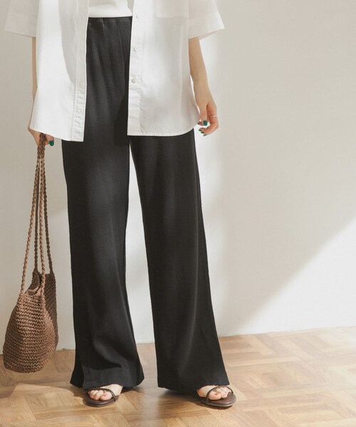 FORK&SPOON（フォークアンドスプーン）の「FORK&SPOON ストライプサーマルカットパンツ（その他・レディース・OFF/BLACK/S.BLUE・one）」の2枚目の写真