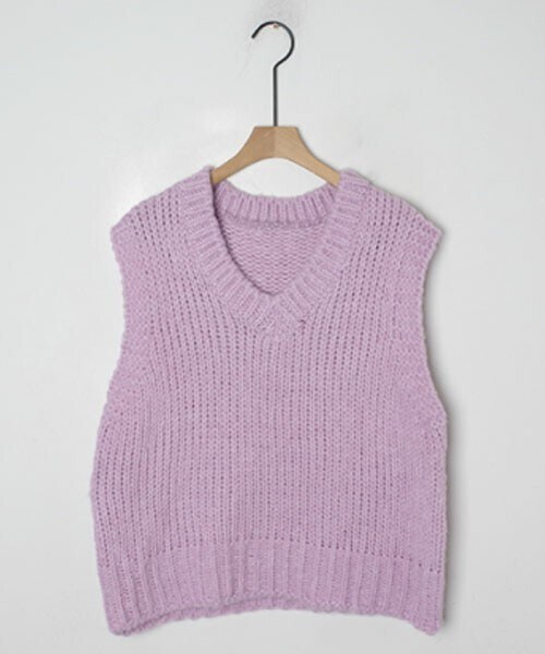 DHOLIC STYLE（ディーホリックスタイル）の「[cherryville] アクリルニットベスト（ベスト・レディース・ピンク/グリーン/ベージュ/パープル/ブルー/オレンジ・FREE）」の5枚目の写真