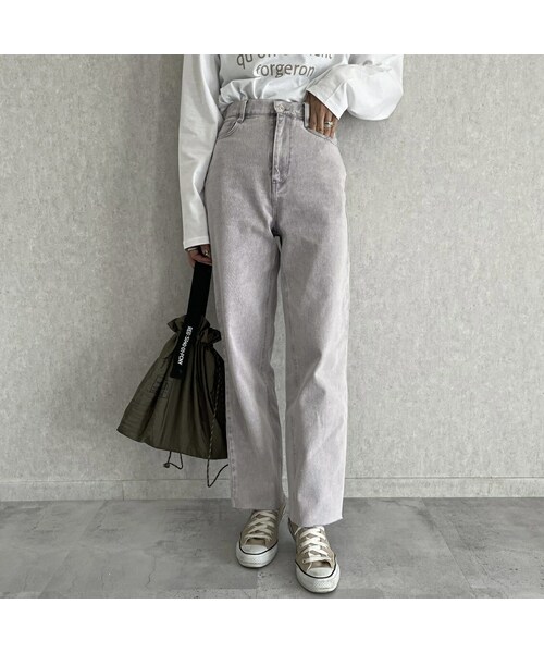 copine(コピン)の「淡色カラー♪カットオフデニムストレートパンツ(3color/2size)【クリックポスト対象商品】(デニムパンツ・レディース・ホワイト/グリーン/パープル・S/M)」の3枚目の写真