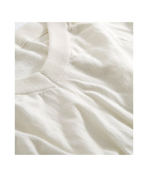 gracegift（グレースギフト）の「甜系女孩V領針織短版上衣（トップス・レディース・紅條紋/白・F）」の4枚目の写真