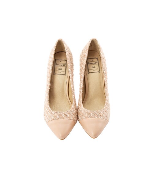 gracegift（グレースギフト）の「優雅毛呢異材質拼接跟鞋（シューズ・レディース・粉紅/黑/米白・35/36/37/38/39/40/41）」の14枚目の写真