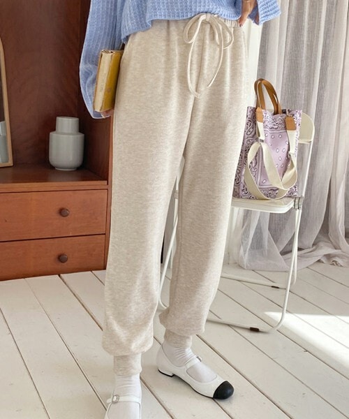 DHOLIC（ディーホリック）の「リブジョガーパンツ（スウェットパンツ・レディース・グレー/ホワイト/グリーン・ONESIZE）」の2枚目の写真