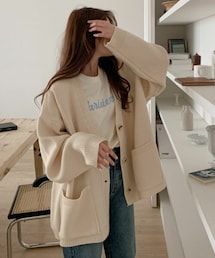 [lindashop] アウトポケットニットカーディガン