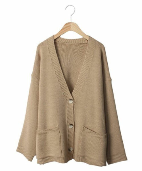 DHOLIC STYLE（ディーホリックスタイル）の「[lindashop] アウトポケットニットカーディガン（カーディガン/ボレロ・レディース・ベージュ/ブラック/グレー/ブルー/ブラウン・FREE）」の4枚目の写真