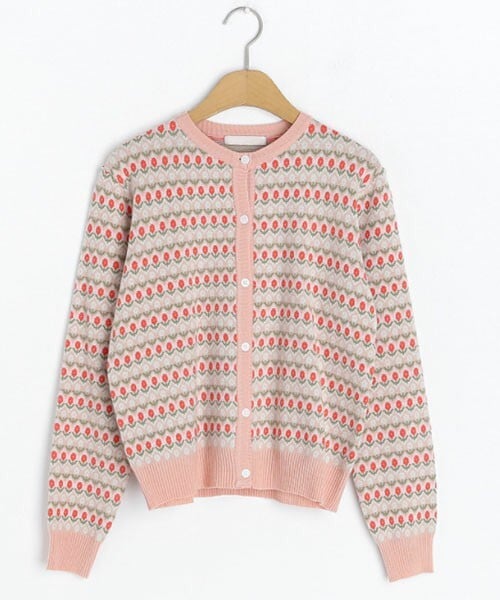 DHOLIC（ディーホリック）の「花柄ボタンカーディガン（カーディガン/ボレロ・レディース・ホワイト/ピンク・FREE）」の2枚目の写真