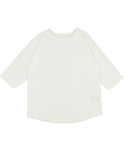 T>>2(ティーツー)の「無地七分袖Tシャツ(Tシャツ/カットソー・レディース・01.ホワイト/02.グレージュ/03.ピンク/04.スモーキーブルー/05.グリーン/06.グレー/07.ブラウン・80-150/M(ママサイズ)/L(パパサイズ))」の1枚目の写真