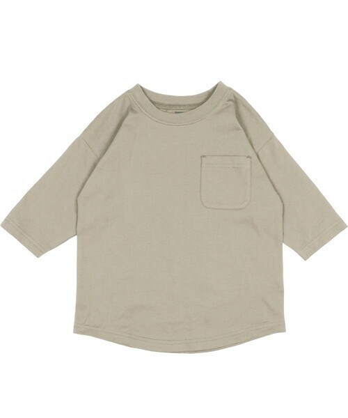 T>>2(ティーツー)の「無地七分袖Tシャツ(Tシャツ/カットソー・レディース・01.ホワイト/02.グレージュ/03.ピンク/04.スモーキーブルー/05.グリーン/06.グレー/07.ブラウン・80-150/M(ママサイズ)/L(パパサイズ))」の4枚目の写真