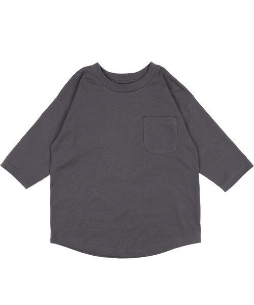 T>>2(ティーツー)の「無地七分袖Tシャツ(Tシャツ/カットソー・レディース・01.ホワイト/02.グレージュ/03.ピンク/04.スモーキーブルー/05.グリーン/06.グレー/07.ブラウン・80-150/M(ママサイズ)/L(パパサイズ))」の2枚目の写真