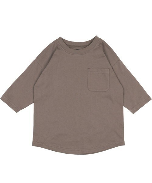 T>>2(ティーツー)の「無地七分袖Tシャツ(Tシャツ/カットソー・レディース・01.ホワイト/02.グレージュ/03.ピンク/04.スモーキーブルー/05.グリーン/06.グレー/07.ブラウン・80-150/M(ママサイズ)/L(パパサイズ))」の3枚目の写真