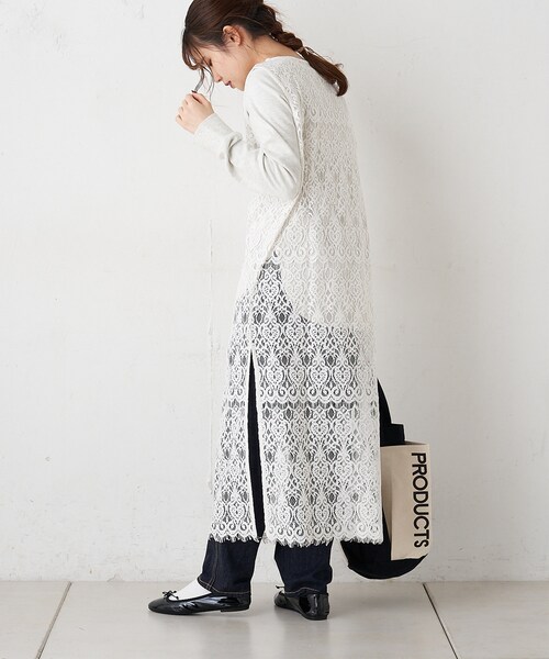 PUAL CE CIN(ピュアルセシン)の「【WEB限定】レースノースリーブワンピース(ワンピース・レディース・アイボリー/グレー/スミクロ・FREE)」の1枚目の写真