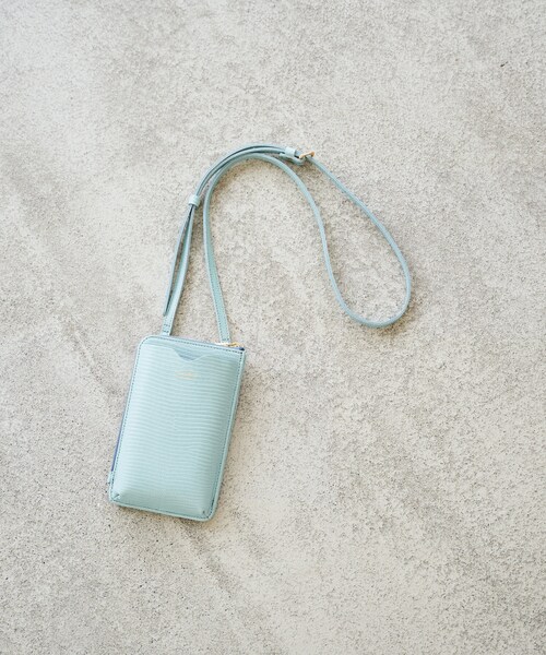 RIVE DROITE（リヴドロワ）の「《予約》【VIOLAd'ORO(ヴィオラドーロ)】型押しスマホポシェット（ショルダーバッグ・レディース・グレージュ/レモンイエロー/スカイブルー・F）」の2枚目の写真