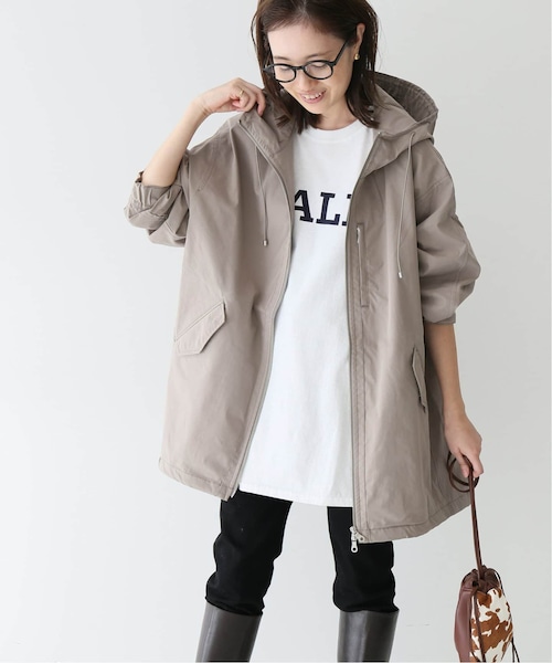 SLOBE IENA T/Cツィルフードブルゾン　グレージュ　手洗い可 SLOBE IENA（スローブイエナ）の「T/Cツィルフードブルゾン【手洗い
