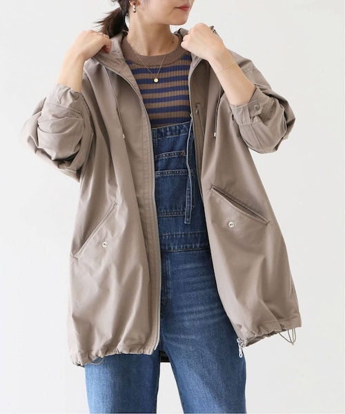 SLOBE IENA T/Cツィルフードブルゾン　グレージュ　手洗い可 SLOBE IENA（スローブイエナ）の「T/Cツィルフードブルゾン【手洗い