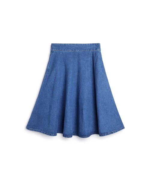 PAZZO（パッゾ）の「韓妞女孩 側邊口袋五分丹寧裙（スカート・レディース・藍・S/M/L）」の2枚目の写真