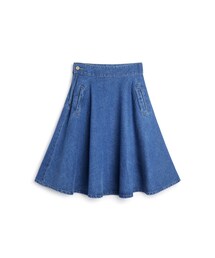 PAZZO | 韓妞女孩 側邊口袋五分丹寧裙(スカート)