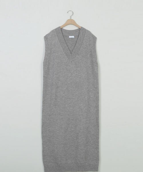 DHOLIC STYLE（ディーホリックスタイル）の「[crushj] Vネックロングニットベストワンピース（ワンピース・レディース・ブラック/グレー・FREE）」の2枚目の写真