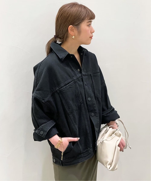 AP STUDIO✨ブラックオーバーサイズデニムジャケット　Gジャン AP STUDIO - AP STUDIO 新品 ブラックオーバーサイズデニム