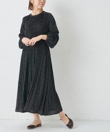 BONbazaar | 《WEB限定》ドットジョーゼット細プリーツワンピース(ワンピース)