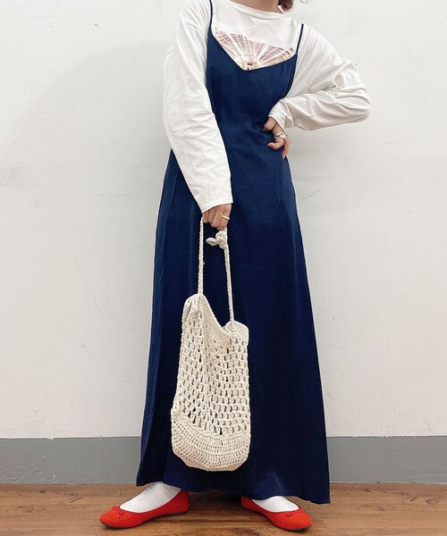 Lattice（Lattice）の「マクラメ編みバッグ（トートバッグ・レディース・アイボリー/ライトイエロー/カーキ/ブラウン/ブルー・0）」の2枚目の写真