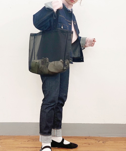 Lattice（Lattice）の「ワイドメッシュトートバッグ（トートバッグ・レディース・ブラック/グレー/ベージュ・0）」の2枚目の写真