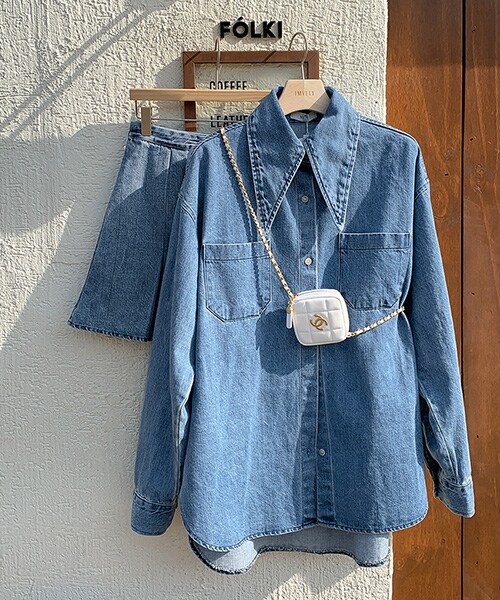 imvely（-）の「ユニークカラーデニムシャツ（シャツ/ブラウス・レディース・블루・FREE）」の3枚目の写真