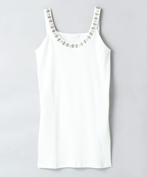 JEANASIS(ジーナシス)の「パールビーズキャミタンク(トップス・レディース・ホワイト/オフホワイト/ブラック/グレー/ネイビー・FREE)」の1枚目の写真