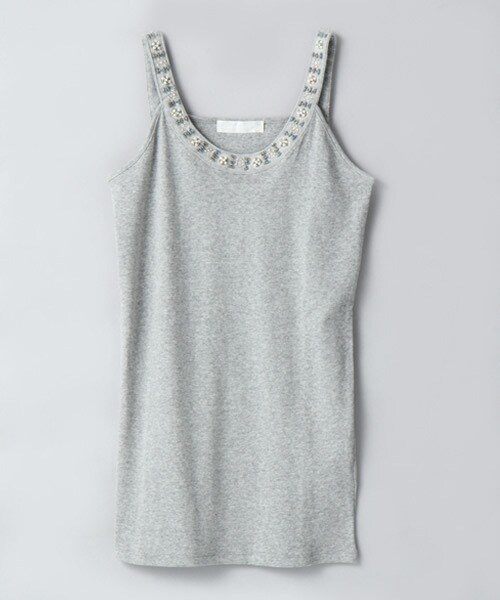 JEANASIS(ジーナシス)の「パールビーズキャミタンク(トップス・レディース・ホワイト/オフホワイト/ブラック/グレー/ネイビー・FREE)」の4枚目の写真