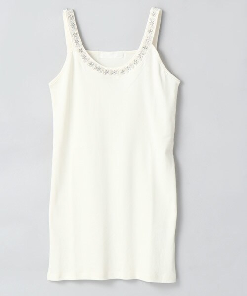 JEANASIS(ジーナシス)の「パールビーズキャミタンク(トップス・レディース・ホワイト/オフホワイト/ブラック/グレー/ネイビー・FREE)」の2枚目の写真