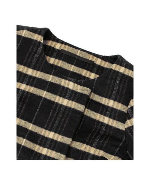 KBF（ケイビーエフ）の「KBF+　チェックノーカラーコート（ジャケット/アウター・レディース・NVY/CAM/GRY・one）」の15枚目の写真