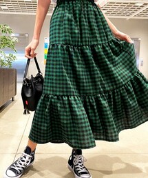 [wingsmall] ブロックチェックティアードスカート