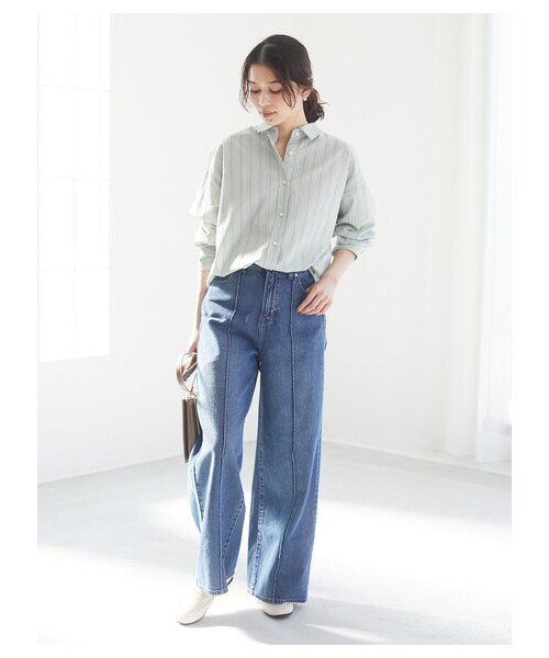 Green　Parks（グリーンパークス）の「・SUGAR SPOON センターラインワイドパンツ（パンツ・ブラック/インディゴ/ライトインディゴ・F）」の2枚目の写真