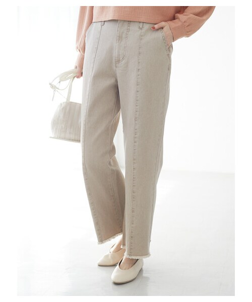 Green　Parks（グリーンパークス）の「・ELENCARE DUE ツイルセンターシームパンツ（パンツ・オフホワイト/ベージュ/グリーン/ラベンダー・F）」の5枚目の写真