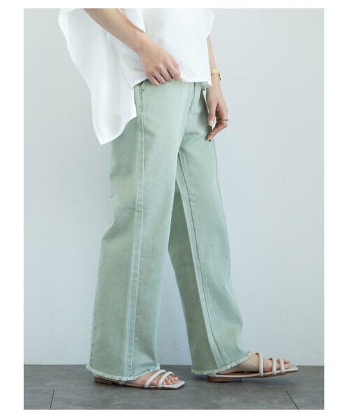 Green　Parks（グリーンパークス）の「・ELENCARE DUE ツイルセンターシームパンツ（パンツ・オフホワイト/ベージュ/グリーン/ラベンダー・F）」の15枚目の写真