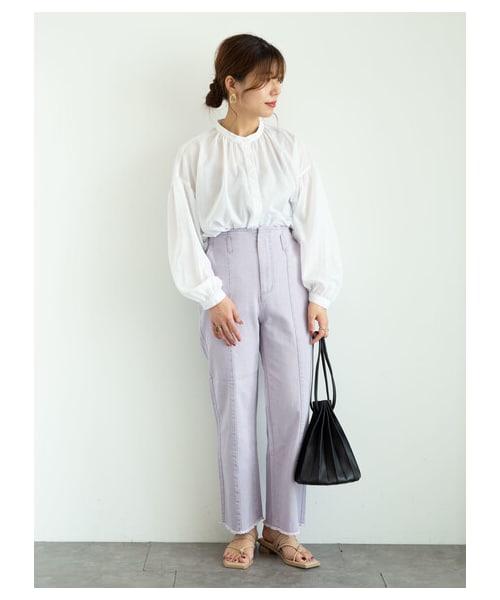 Green　Parks（グリーンパークス）の「・ELENCARE DUE ツイルセンターシームパンツ（パンツ・オフホワイト/ベージュ/グリーン/ラベンダー・F）」の6枚目の写真