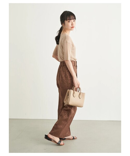 earth music&ecology（アースミュージックアンドエコロジー）の「【先行予約】サテンジャガードパンツ（パンツ・アイボリー/ベージュ/ブラウン・F）」の10枚目の写真