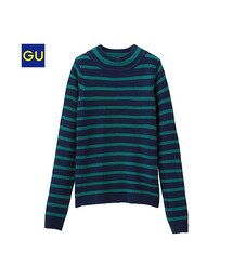 GU | （GU）ミニハイネックセーター（ボーダー・長袖）(トップス)