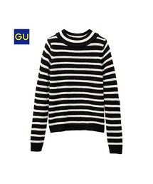GU | （GU）ミニハイネックセーター（ボーダー・長袖）(トップス)