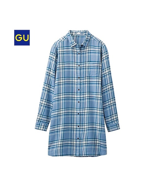 GU（ジーユー）の「（GU）チェックワンピース（レギュラー・長袖）Ｄ（WOMEN ⁄ ワンピース・レディース・NAVY/BLUE/BEIGE・S/L/M）」の3枚目の写真