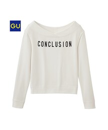 GU | （GU）オフショルダースウェット（ロゴ・長袖）(トップス)