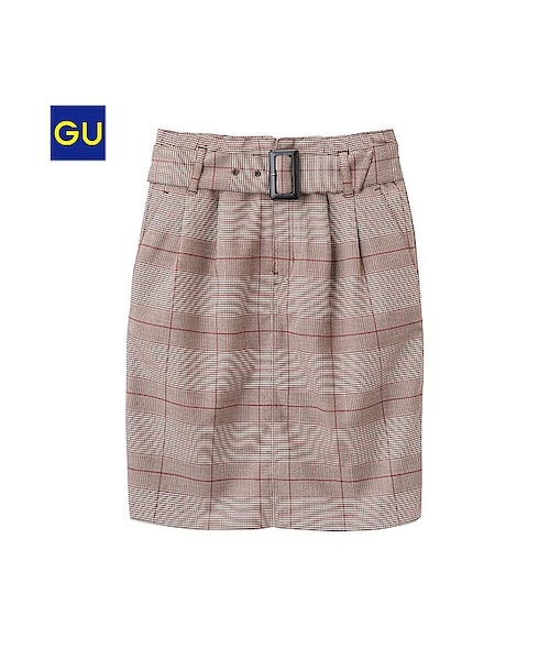 GU（ジーユー）の「（GU）ベルト付きコクーンスカート（WOMEN ⁄ スカート・レディース・DARK GRAY/RED・M/XL/S/L）」の2枚目の写真