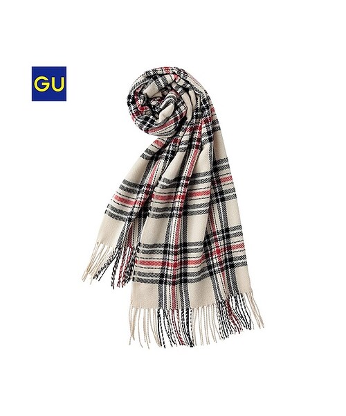 GU（ジーユー）の「（GU）ＷＯＭＥＮカシミヤタッチストール（チェック）（WOMEN ⁄ ストール・ケープ・レディース・BLACK/RED/BEIGE・-）」の2枚目の写真