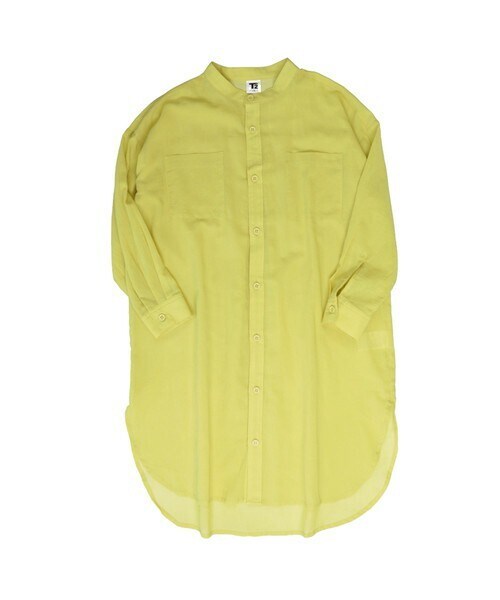 T>>2（ティーツー）の「シアーロングシャツ（シャツ/ブラウス・キッズ・01.ベージュ/02.イエロー/03.ピンク/04.ブルーグレー/05.カーキ/06.ブラウン/07.ブラック・130-150）」の6枚目の写真