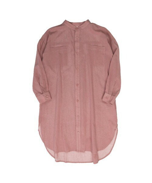 T>>2（ティーツー）の「シアーロングシャツ（シャツ/ブラウス・キッズ・01.ベージュ/02.イエロー/03.ピンク/04.ブルーグレー/05.カーキ/06.ブラウン/07.ブラック・130-150）」の7枚目の写真