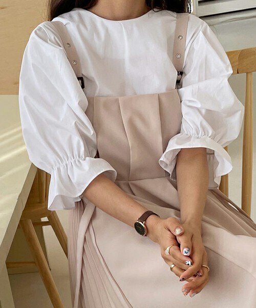 DHOLIC（ディーホリック）の「バックリボンパフブラウス（シャツ/ブラウス・レディース・ブルー/ピンク/ホワイト・ONESIZE）」の2枚目の写真